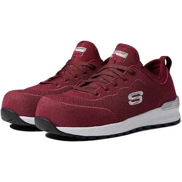 Skechers Work Bulklin Balran Comp Toe Sneakers Air Cooled Women’s sz 9 Plum Cozy - Picture 1 of 11